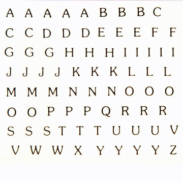Alphabet Decal 11cm x 8.5cm - Warm Glass