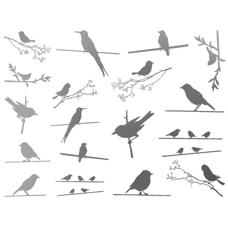 Birds on Wire Decal 13.3cm x 10cm - Warm Glass