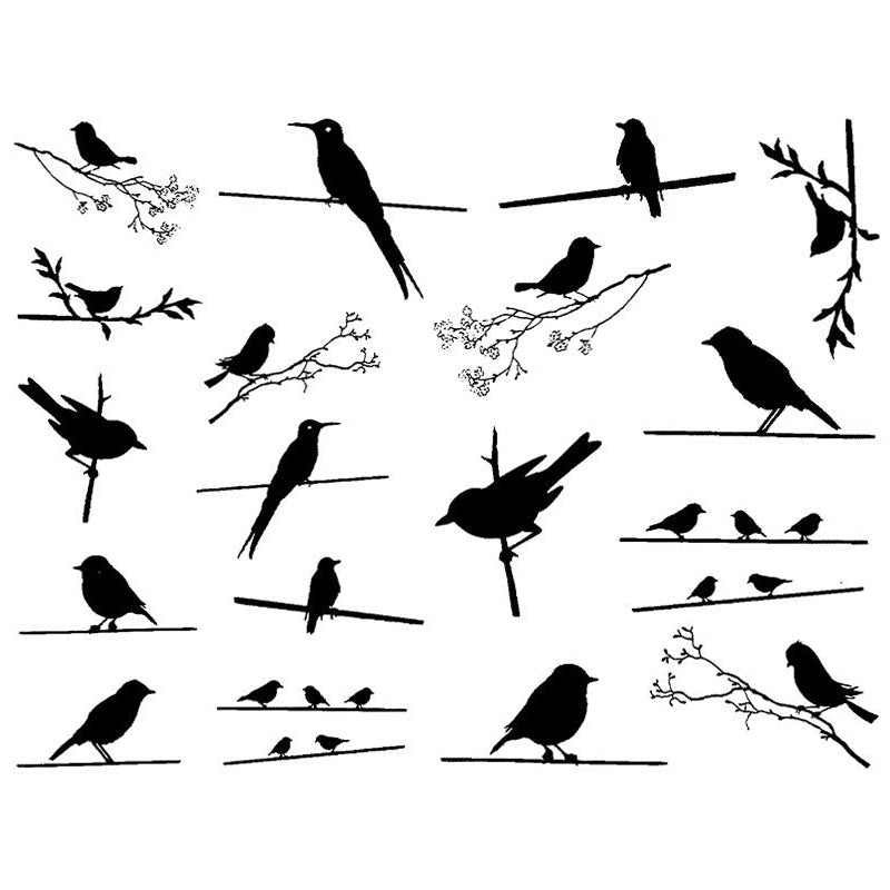 Birds on Wire Decal 13.3cm x 10cm - Warm Glass