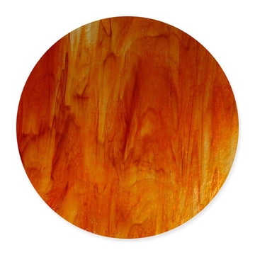 Bullseye Glass Circle: 3mm Yellow and Red Streaky 2125 (20cm) - Warm Glass