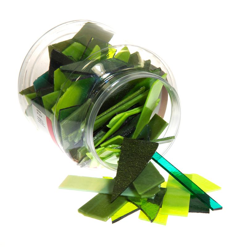 Bullseye Glass: Green Variety Offcuts 1.5kg - Warm Glass