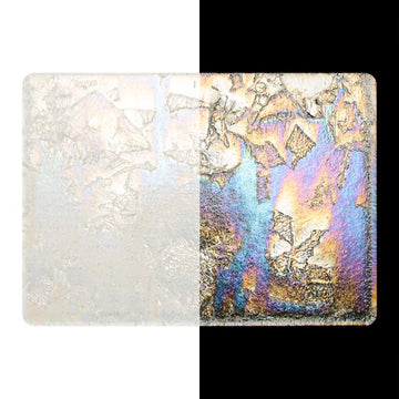 Bullseye Irid Glass: 3mm Rainbow Fractures on Clear 4102.31 - Warm Glass