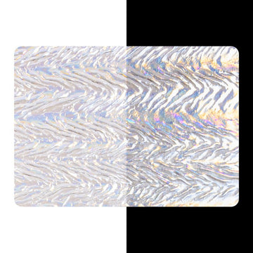 Bullseye Irid Glass: 3mm Rainbow Herringbone on Clear 1101.75 - Warm Glass