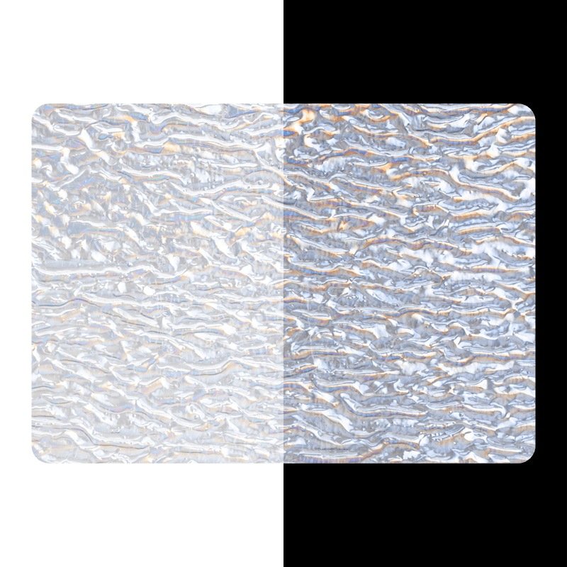 Bullseye Irid Glass: 3mm Rainbow Ripple on Clear 1101.73 - Warm Glass