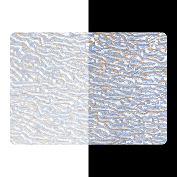 Bullseye Irid Glass: 3mm Rainbow Ripple on Clear 1101.73 - Warm Glass