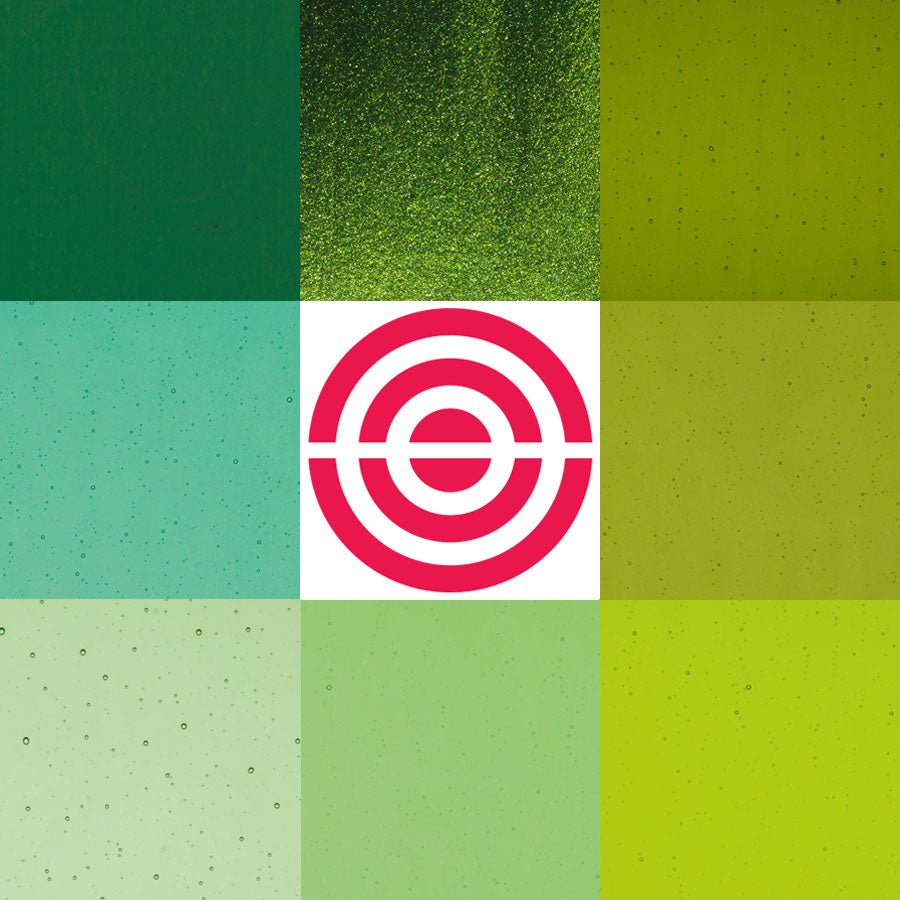 Bullseye Sample Pack: 3mm Green Transparent Glass - Warm Glass
