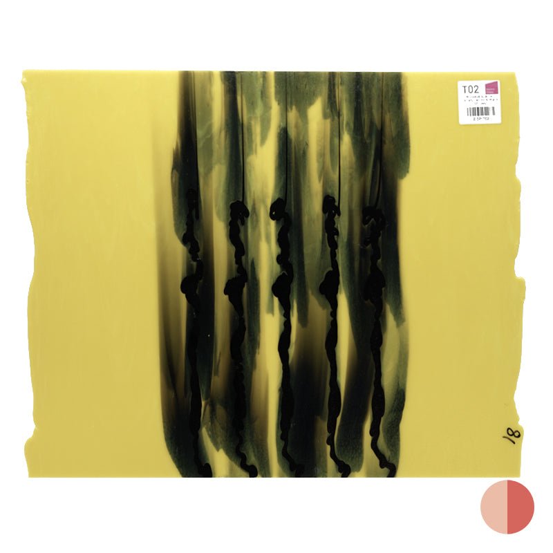 Bullseye Special: Canary Yellow & Black Stripes - Warm Glass