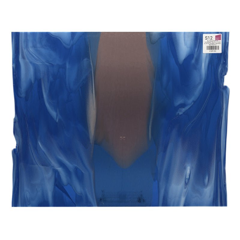Bullseye Special: Caribbean Blue, Lt Violet & White Streaky Cascade - BOTTOM A - Warm Glass