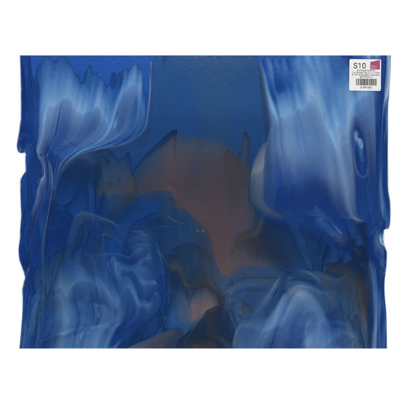 Bullseye Special: Caribbean Blue, Lt Violet & White Streaky Cascade - BOTTOM A - Warm Glass