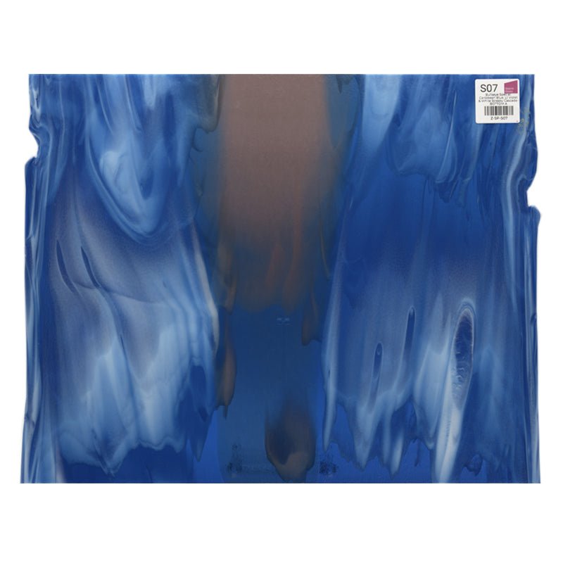 Bullseye Special: Caribbean Blue, Lt Violet & White Streaky Cascade - BOTTOM A - Warm Glass