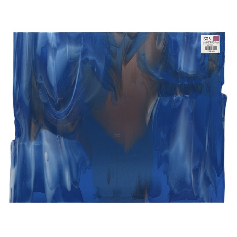 Bullseye Special: Caribbean Blue, Lt Violet & White Streaky Cascade - BOTTOM A - Warm Glass