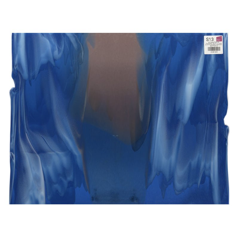 Bullseye Special: Caribbean Blue, Lt Violet & White Streaky Cascade - BOTTOM B - Warm Glass
