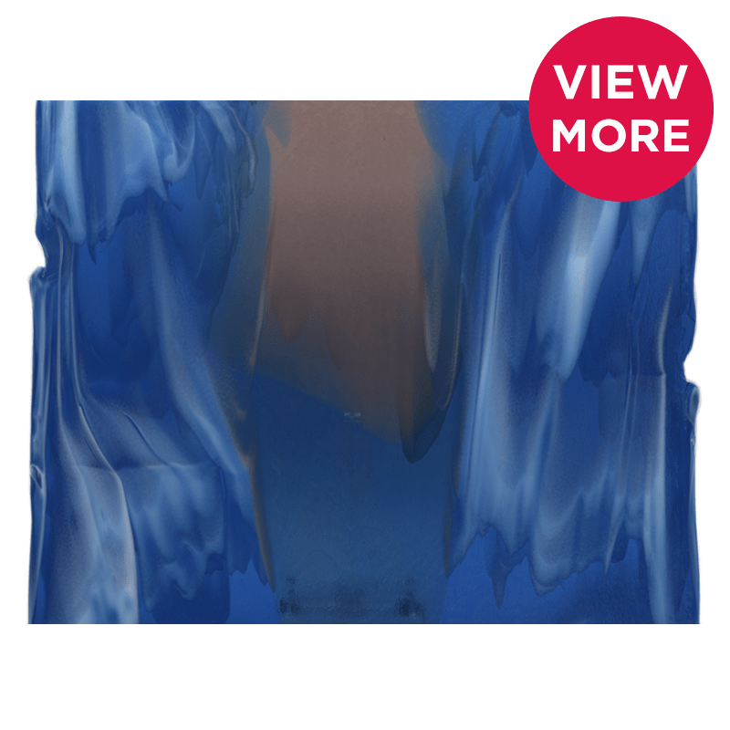 Bullseye Special: Caribbean Blue, Lt Violet & White Streaky Cascade - BOTTOM B - Warm Glass