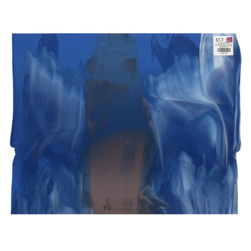 Bullseye Special: Caribbean Blue, Lt Violet & White Streaky Cascade - BOTTOM B - Warm Glass