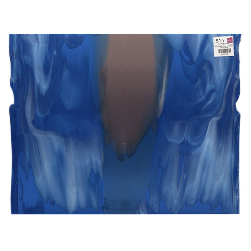 Bullseye Special: Caribbean Blue, Lt Violet & White Streaky Cascade - BOTTOM B - Warm Glass