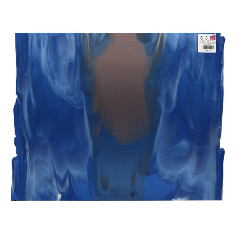 Bullseye Special: Caribbean Blue, Lt Violet & White Streaky Cascade - BOTTOM B - Warm Glass