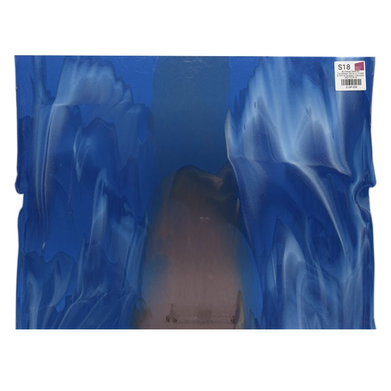 Bullseye Special: Caribbean Blue, Lt Violet & White Streaky Cascade - BOTTOM B - Warm Glass