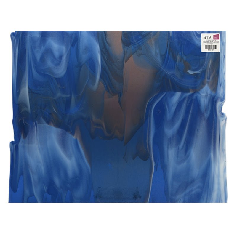 Bullseye Special: Caribbean Blue, Lt Violet & White Streaky Cascade - BOTTOM B - Warm Glass