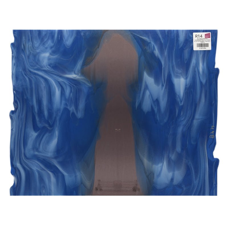 Bullseye Special: Caribbean Blue, Lt Violet & White Streaky Cascade - TOP A - Warm Glass