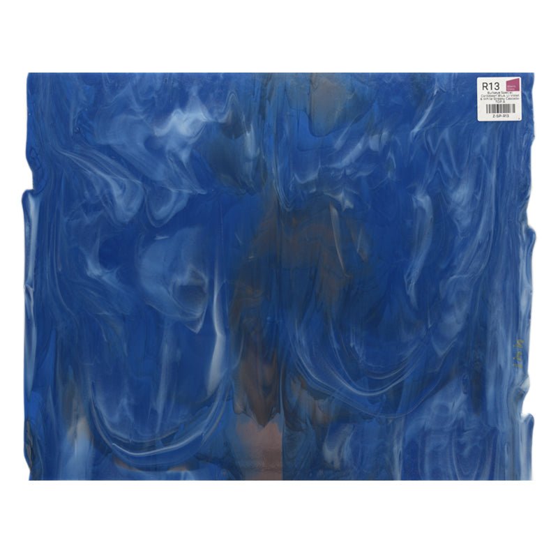 Bullseye Special: Caribbean Blue, Lt Violet & White Streaky Cascade - TOP A - Warm Glass