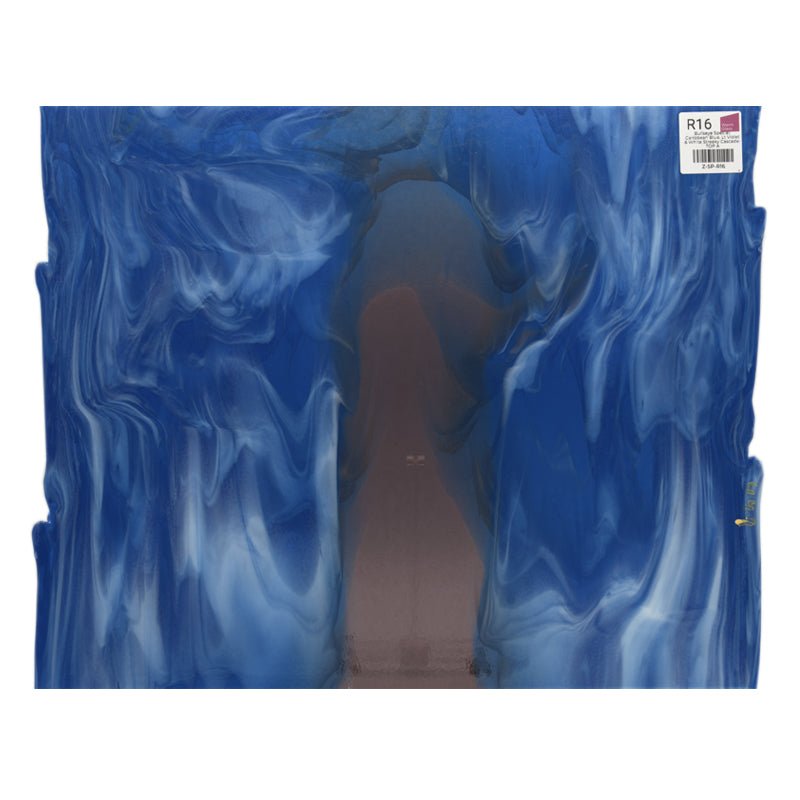 Bullseye Special: Caribbean Blue, Lt Violet & White Streaky Cascade - TOP A - Warm Glass