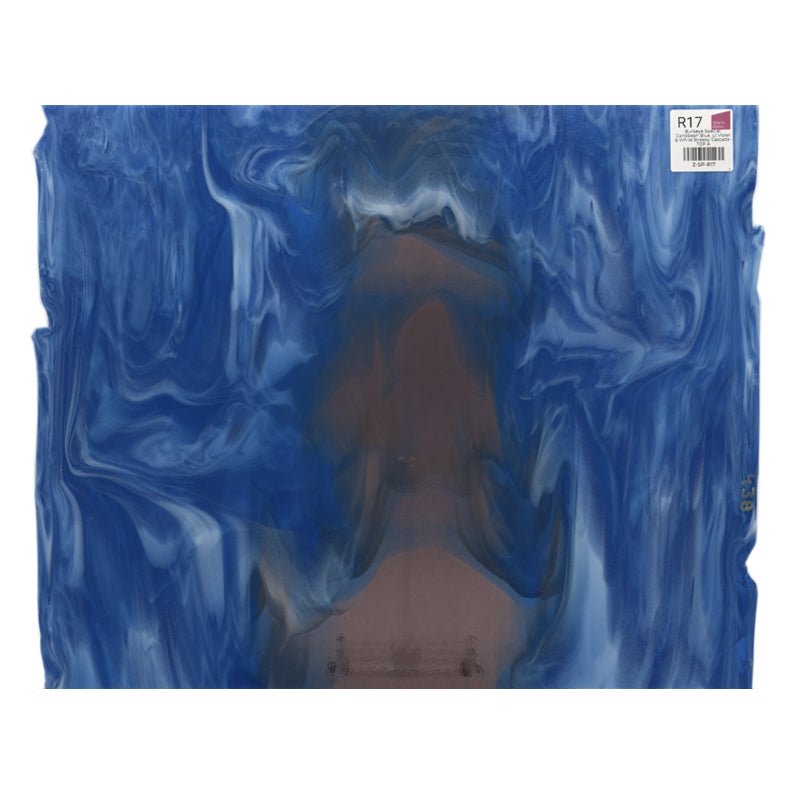 Bullseye Special: Caribbean Blue, Lt Violet & White Streaky Cascade - TOP A - Warm Glass