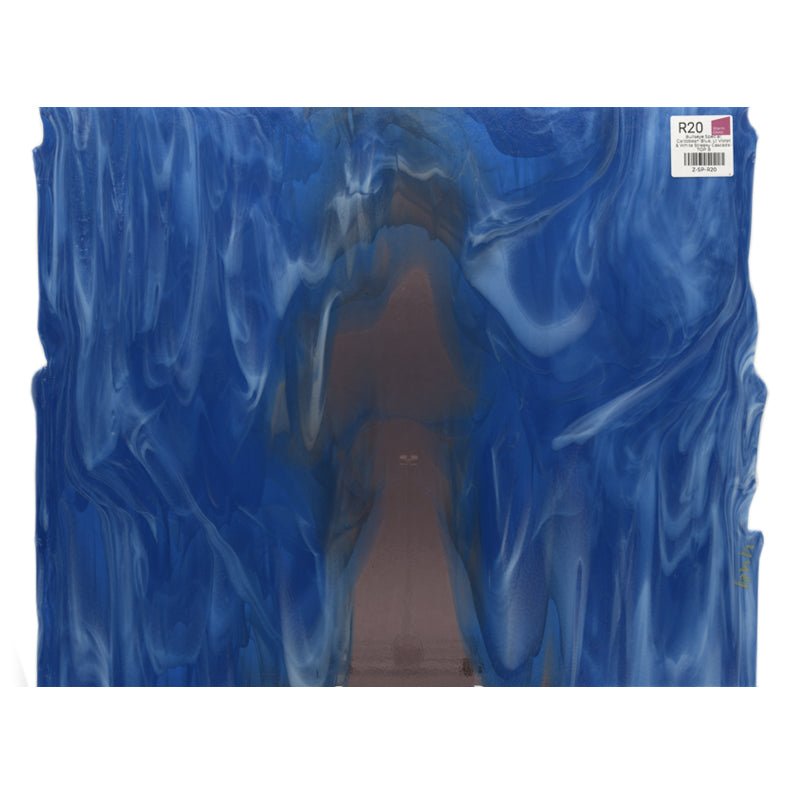 Bullseye Special: Caribbean Blue, Lt Violet & White Streaky Cascade - TOP B - Warm Glass