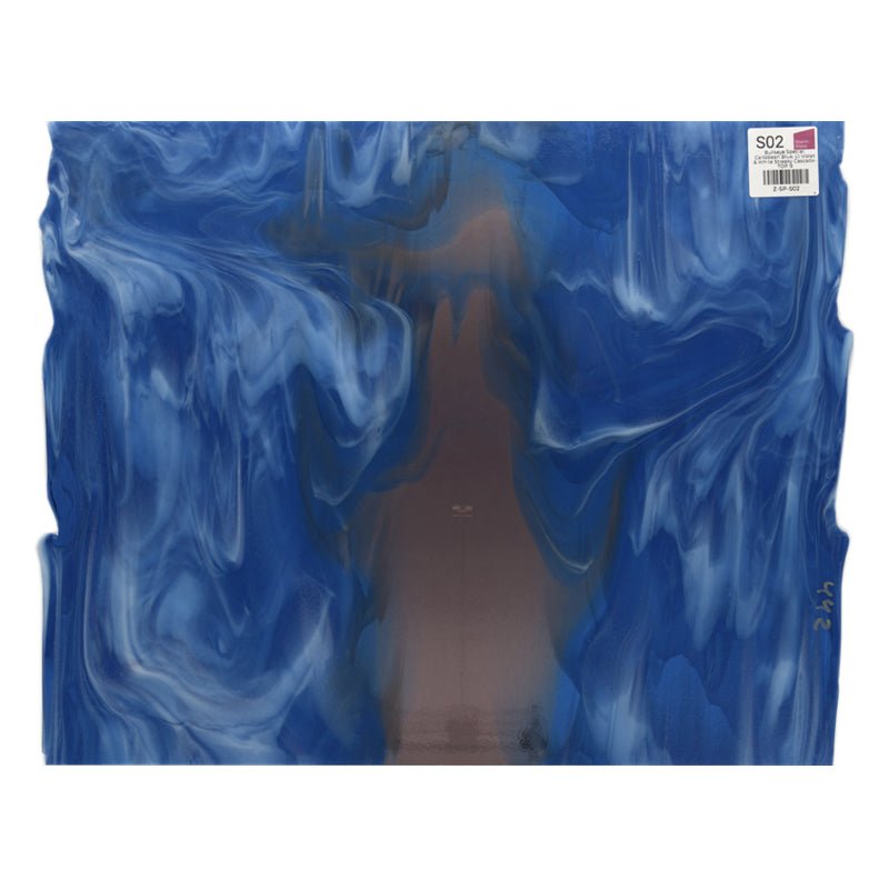 Bullseye Special: Caribbean Blue, Lt Violet & White Streaky Cascade - TOP B - Warm Glass