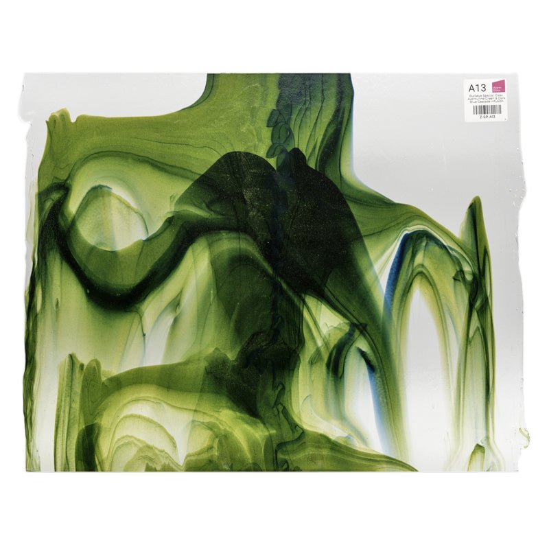 Bullseye Special: Clear, Aventurine Green & Dark Blue Cascade Infusion - Warm Glass