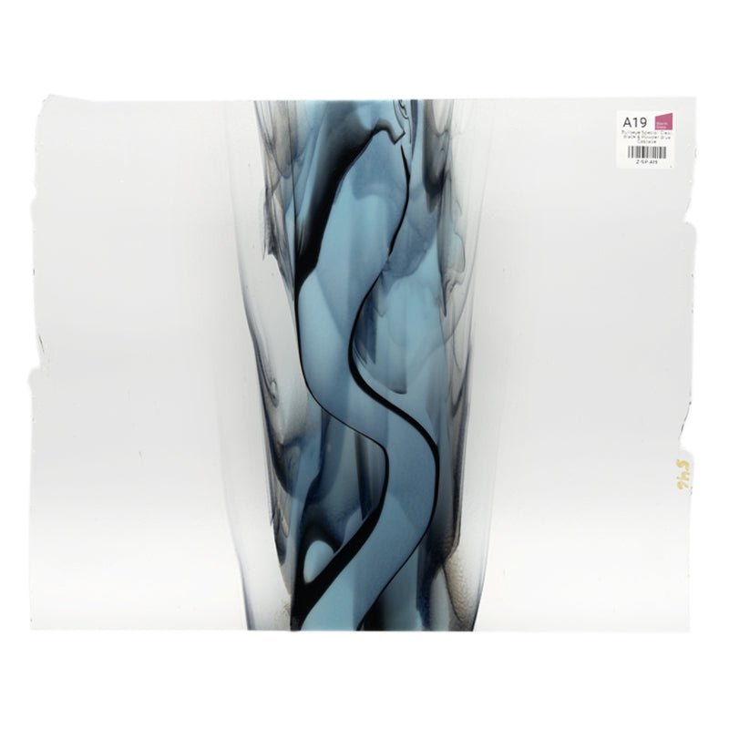 Bullseye Special: Clear, Black & Powder Blue Cascade - Warm Glass