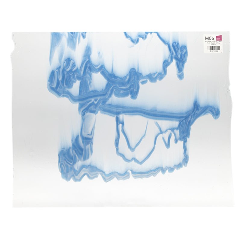 Bullseye Special: Clear, True Blue & White Graffiti - Warm Glass