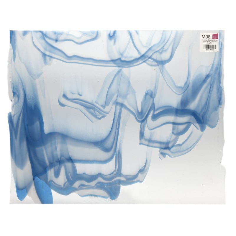 Bullseye Special: Clear, True Blue & White Graffiti - Warm Glass