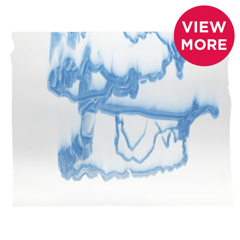 Bullseye Special: Clear, True Blue & White Graffiti - Warm Glass