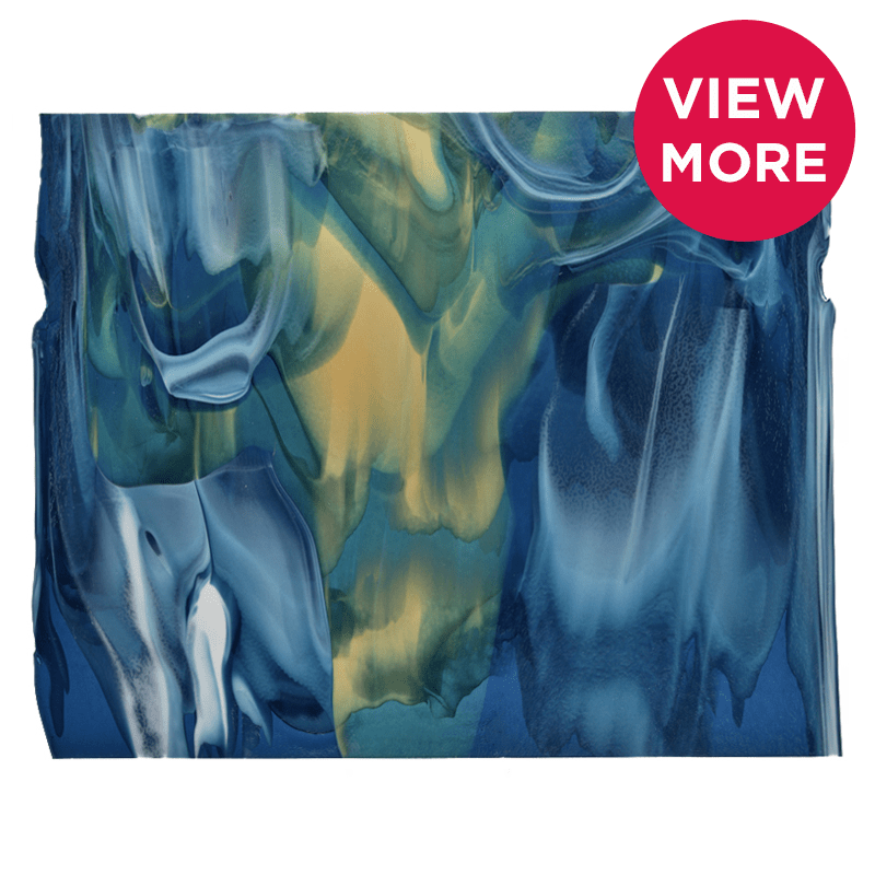 Bullseye Special: Copper Blue, White & Light Amber Streaky Infusion - BOTTOM B - Warm Glass