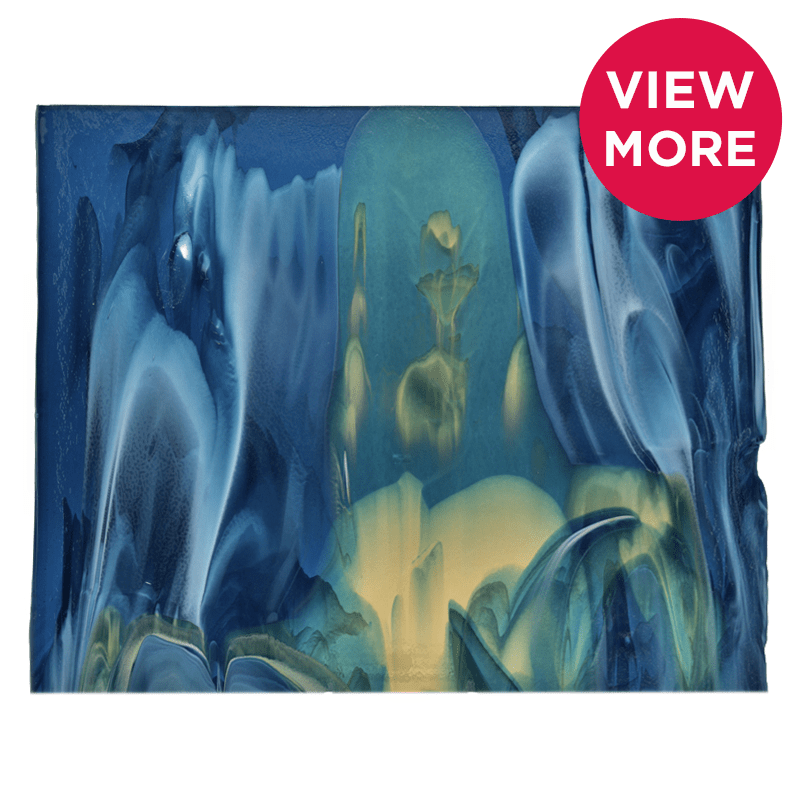 Bullseye Special: Copper Blue, White & Light Amber Streaky Infusion - TOP B - Warm Glass