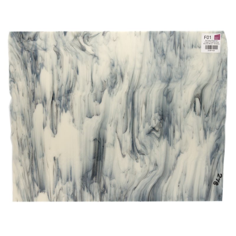 Bullseye Special: Cream, Aventurine Blue & Brown Streaky - Warm Glass