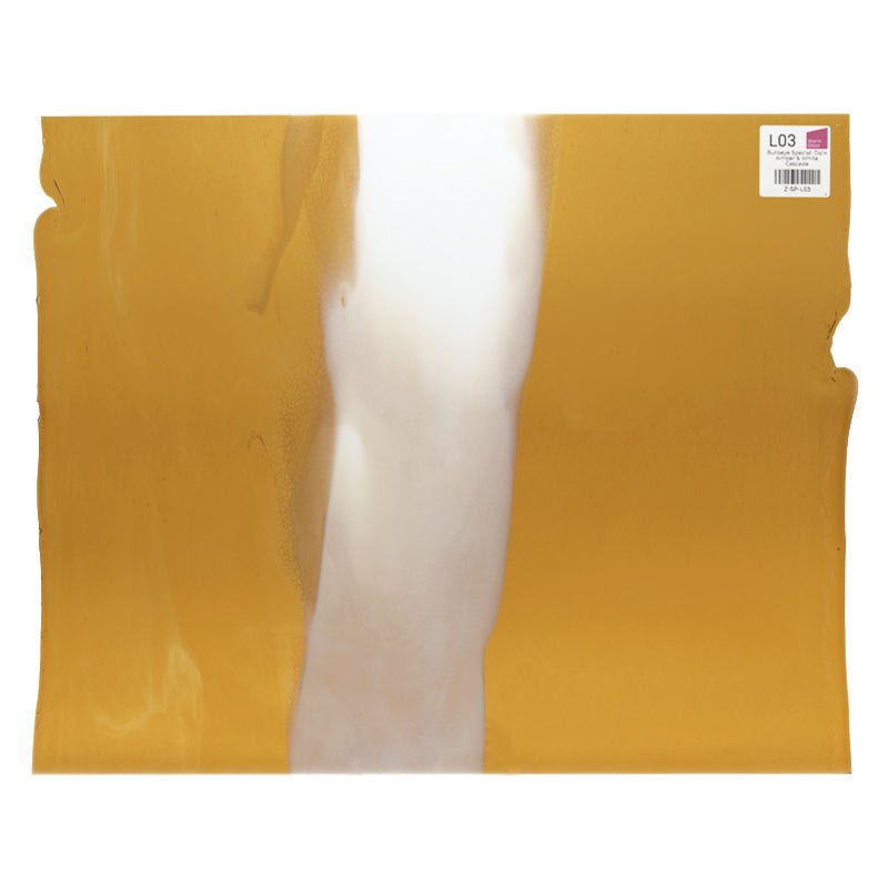 Bullseye Special: Dark Amber & White Cascade - Warm Glass