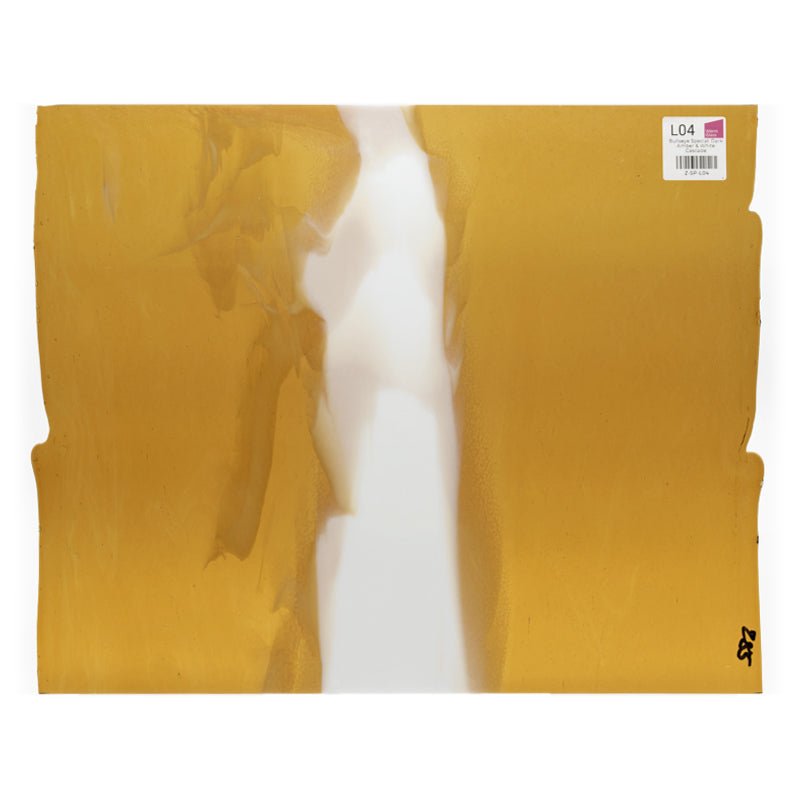 Bullseye Special: Dark Amber & White Cascade - Warm Glass