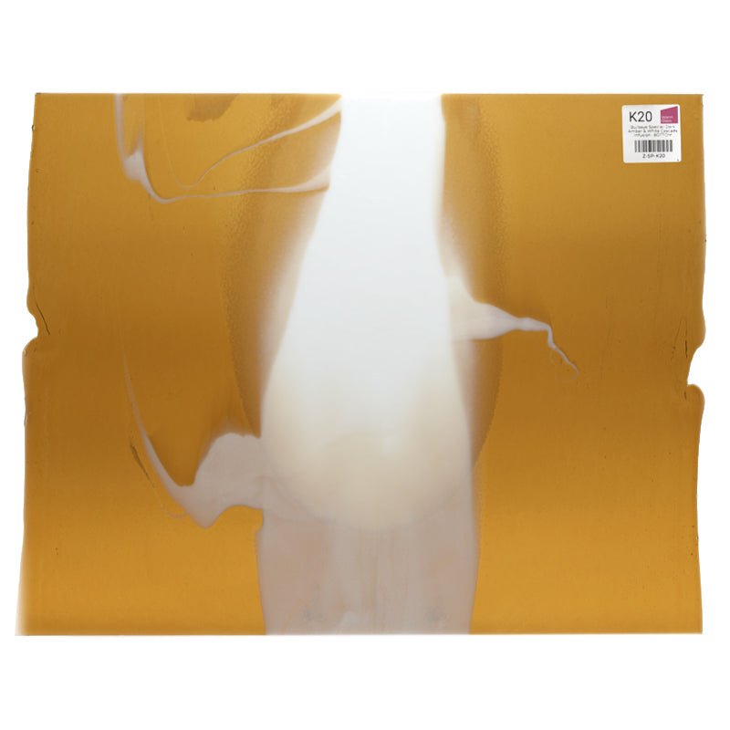 Bullseye Special: Dark Amber & White Cascade Infusion - BOTTOM - Warm Glass