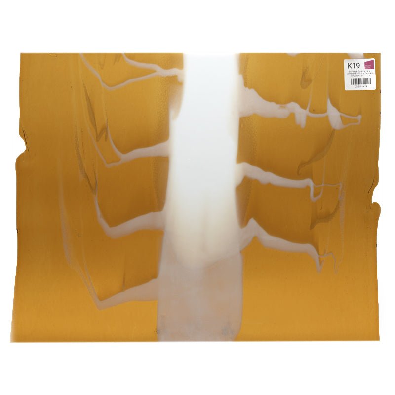 Bullseye Special: Dark Amber & White Cascade Infusion - BOTTOM - Warm Glass