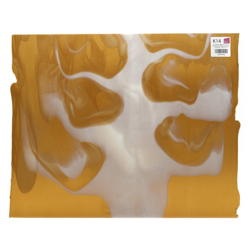 Bullseye Special: Dark Amber & White Cascade Infusion - BOTTOM - Warm Glass