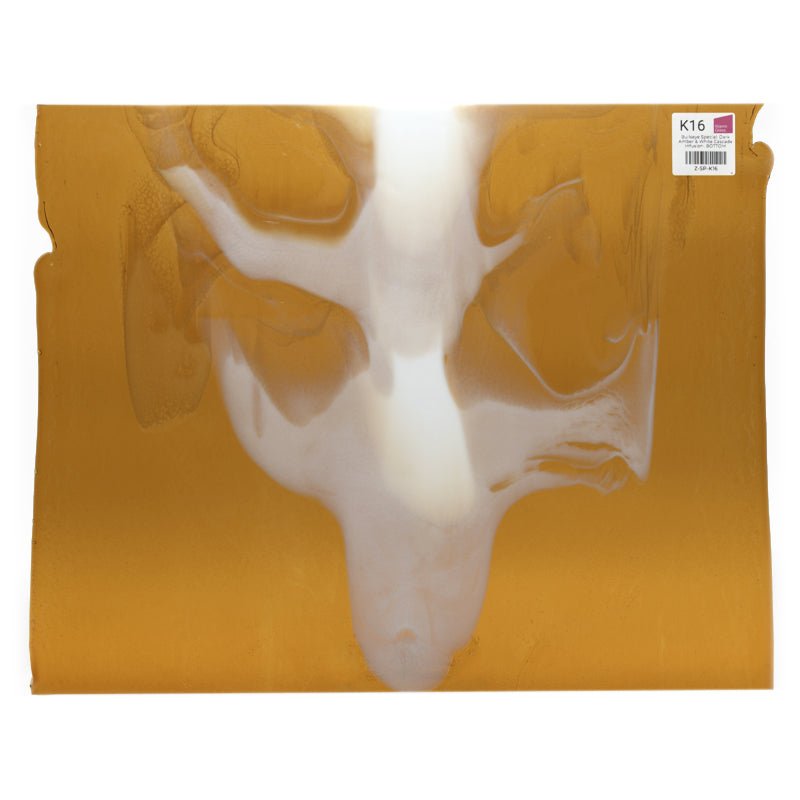 Bullseye Special: Dark Amber & White Cascade Infusion - BOTTOM - Warm Glass