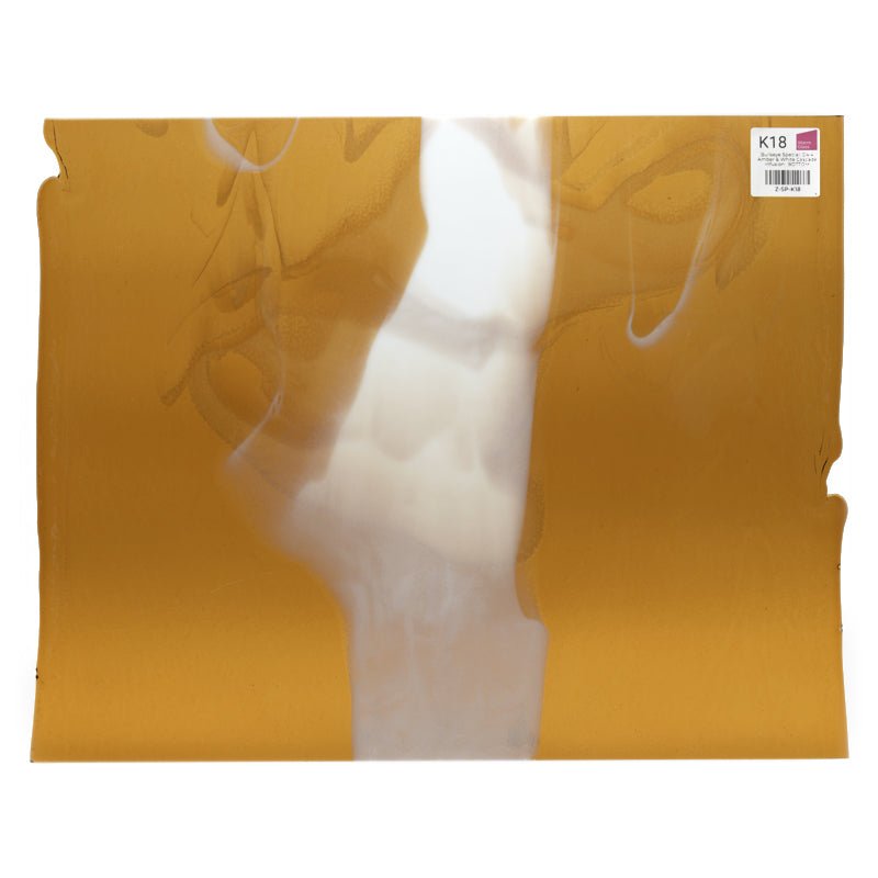 Bullseye Special: Dark Amber & White Cascade Infusion - BOTTOM - Warm Glass