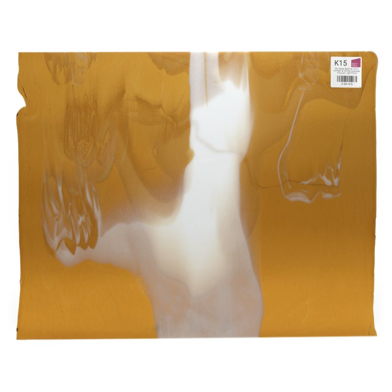 Bullseye Special: Dark Amber & White Cascade Infusion - BOTTOM - Warm Glass