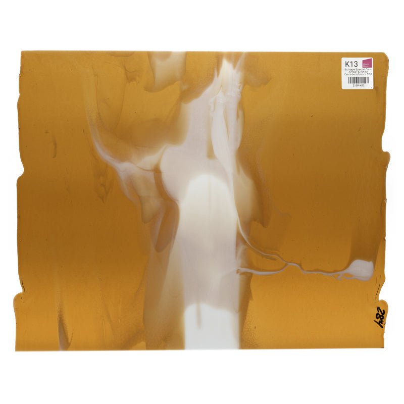 Bullseye Special: Dark Amber & White Cascade Infusion - TOP - Warm Glass