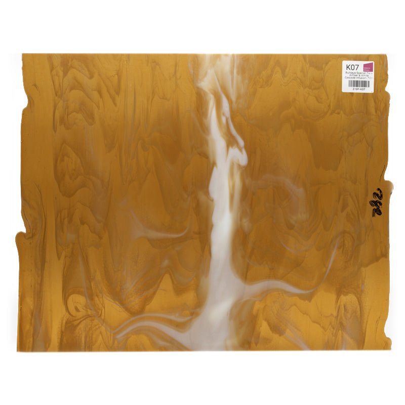 Bullseye Special: Dark Amber & White Cascade Infusion - TOP - Warm Glass