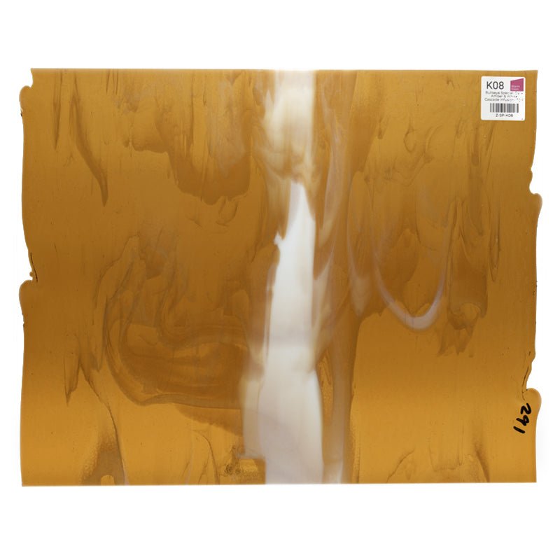 Bullseye Special: Dark Amber & White Cascade Infusion - TOP - Warm Glass