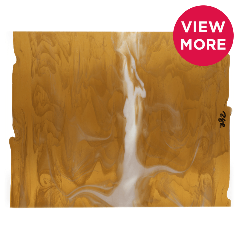 Bullseye Special: Dark Amber & White Cascade Infusion - TOP - Warm Glass