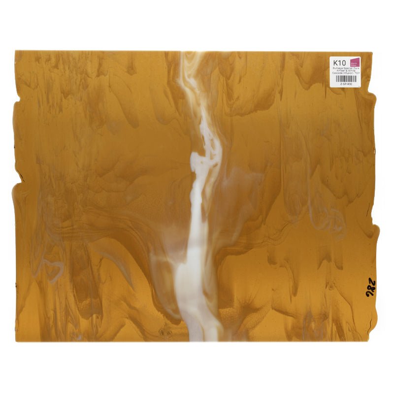 Bullseye Special: Dark Amber & White Cascade Infusion - TOP - Warm Glass