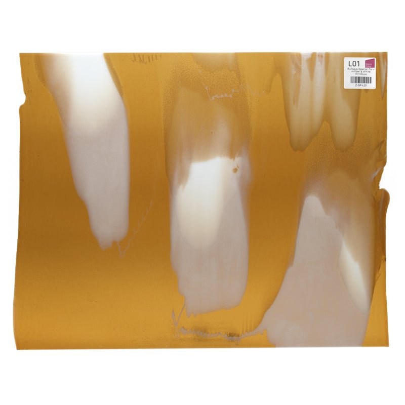 Bullseye Special: Dark Amber & White Windows - Warm Glass